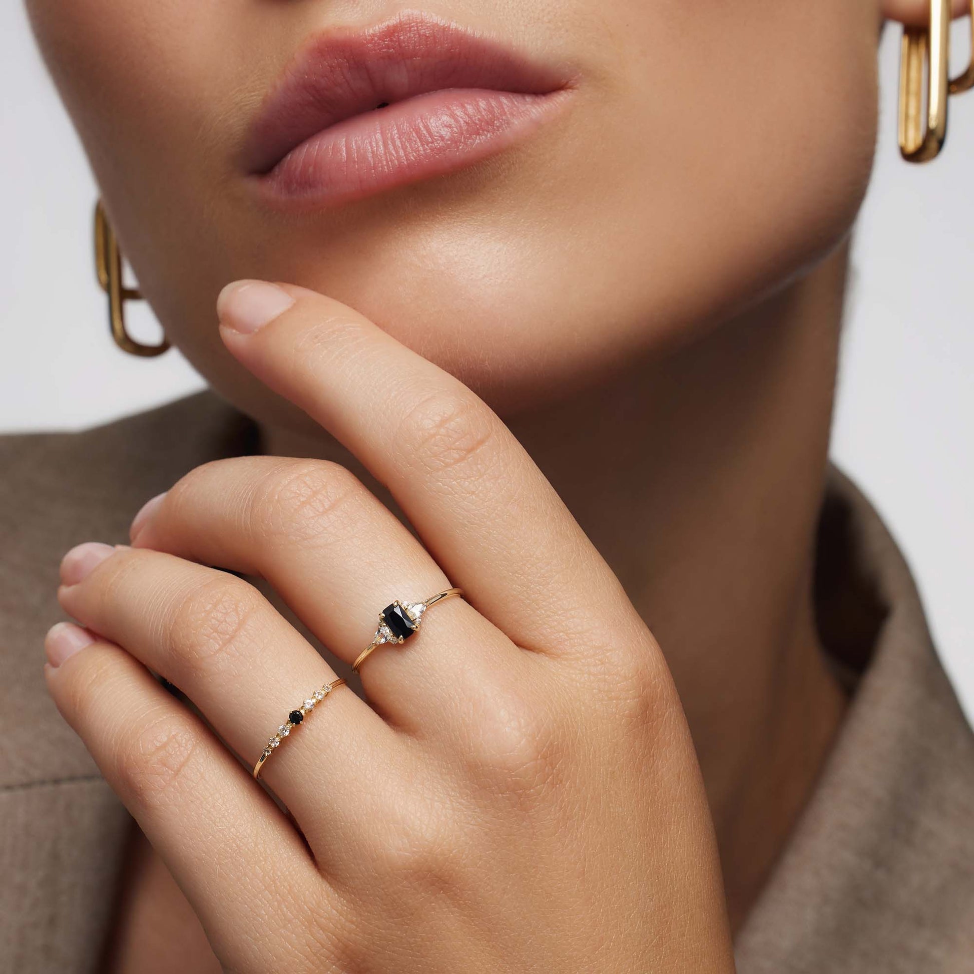 Anello Baguette in Spinello Nero