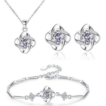 Seren Clover Loop Set | White Gold 16k