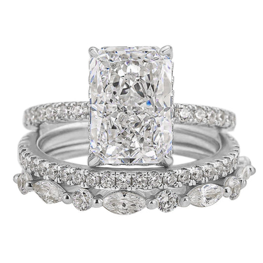 Jaily 3PC Wedding Ring Set | White Gold 18k