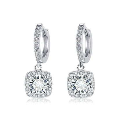 Square Halo Drop Earrings